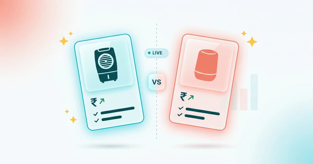 Product Face-Off tool comparing Amazon India products side by side with live prices and insights
