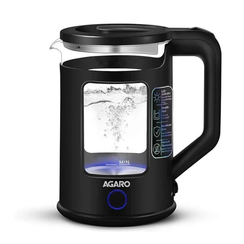 AGARO Galaxy Electric Glass Kettle 1.5L with Keep Warm & LED