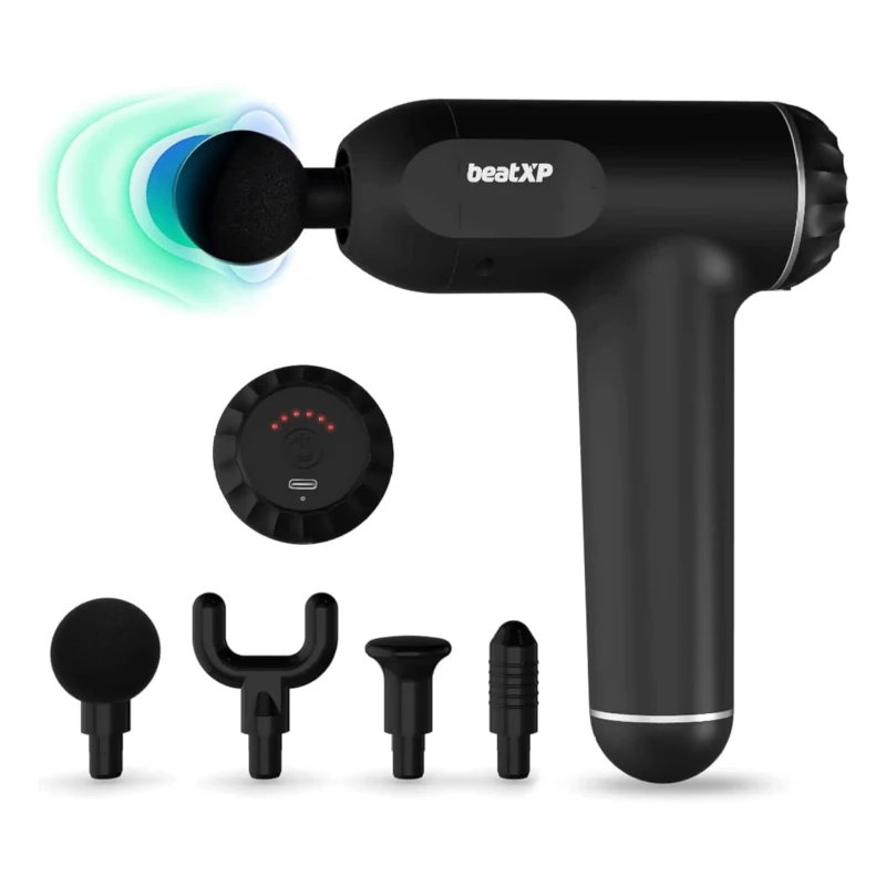 beatXP Bolt Deep Tissue Massage Gun with 4 Attachments