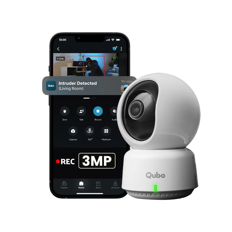 Qubo Smart 360° 3MP WiFi Security Camera Model 2.0 by Hero Group