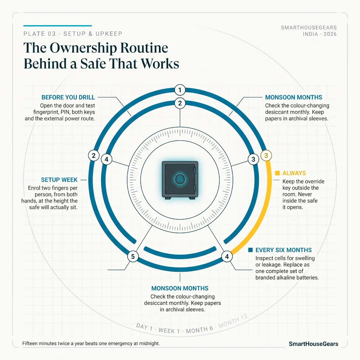 Biometric safe setup and monsoon maintenance checklist for Indian households